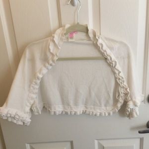 Lilly Pulitzer white ruffled shaw/cardigan